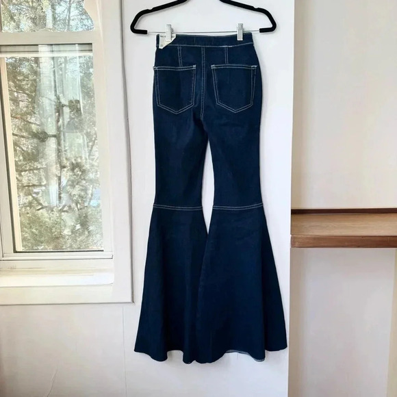 NWT Free People Just Float On Flare Jeans Denim High Rise We The Free Midnight - Picture 9 of 16